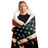 NYC SKYLINE AND AMERICAN FLAG HOODED BLANKET