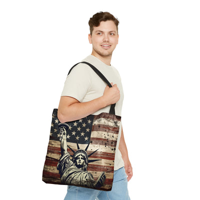 PATRIOTIC LADY LIBERTY TOTE BAG