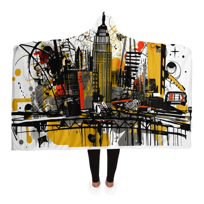 ABSTRACT NEW YORK HOODED BLANKET