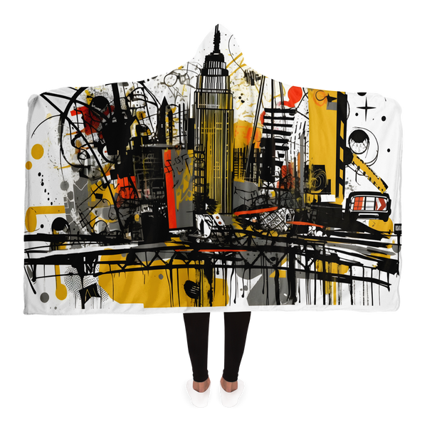 ABSTRACT NEW YORK HOODED BLANKET