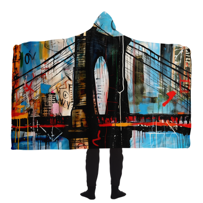 BROOKLYN BRIDGE STREET ART HOODED BLANKET