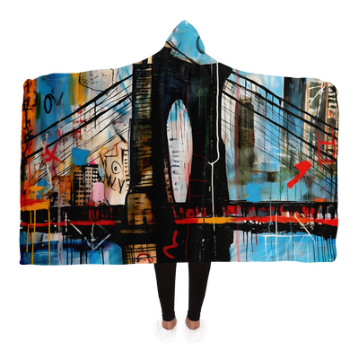 BROOKLYN BRIDGE STREET ART HOODED BLANKET