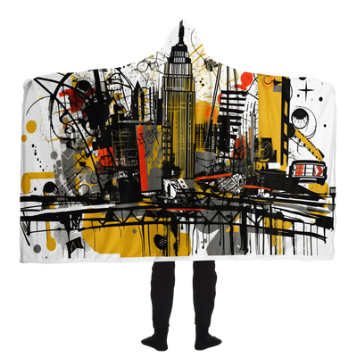 ABSTRACT NEW YORK HOODED BLANKET