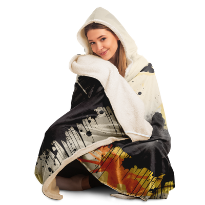 DISTRESSED NEW YORK SKYLINE AND BUTTERFLY HOODED BLANKET