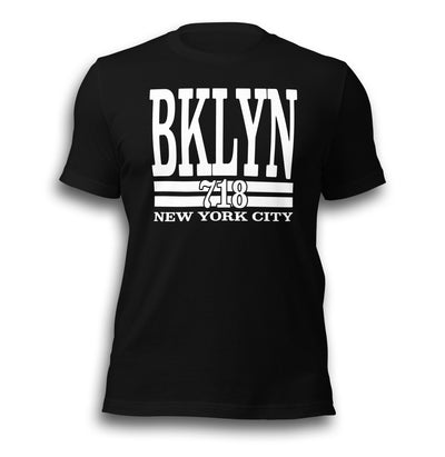 BKLYN 718 NEW YORK CITY BLACK UNISEX T-SHIRT