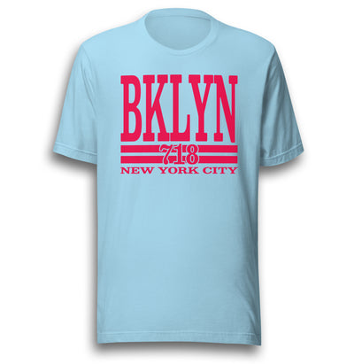 BKLYN 718 NEW YORK CITY OCEAN BLUE UNISEX T-SHIRT