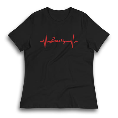 BROOKLYN HEARTBEAT BLACK WOMEN'S T-SHIRT