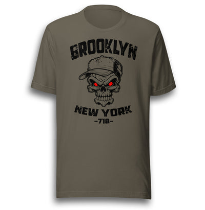 BROOKLYN NEW YORK 718 ARMY GREEN UNISEX T-SHIRT