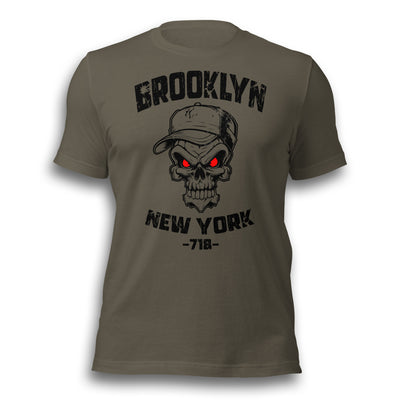 BROOKLYN NEW YORK 718 ARMY GREEN UNISEX T-SHIRT