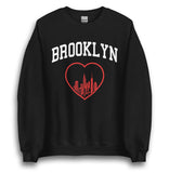 BROOKLYN RED HEART BLACK UNISEX SWEATSHIRT