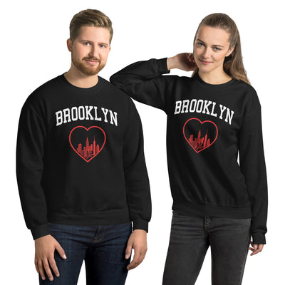 BROOKLYN RED HEART BLACK UNISEX SWEATSHIRT