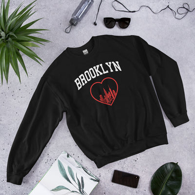 BROOKLYN RED HEART BLACK UNISEX SWEATSHIRT