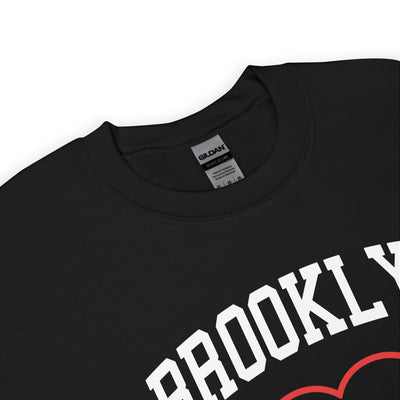 BROOKLYN RED HEART BLACK UNISEX SWEATSHIRT