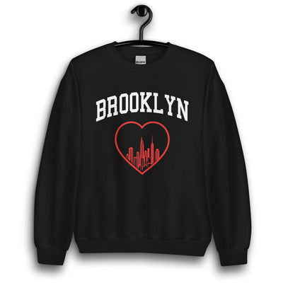 BROOKLYN RED HEART BLACK UNISEX SWEATSHIRT