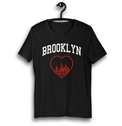 BROOKLYN RED HEART BLACK UNISEX T-SHIRT