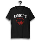 BROOKLYN RED HEART BLACK UNISEX T-SHIRT