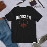 BROOKLYN RED HEART BLACK UNISEX T-SHIRT