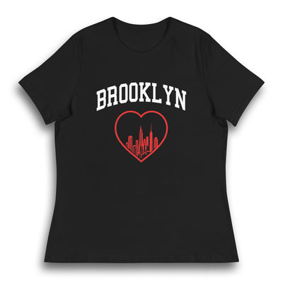 BROOKLYN RED HEART BLACK WOMEN'S T-SHIRT