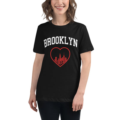 BROOKLYN RED HEART BLACK WOMEN'S T-SHIRT