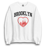 BROOKLYN RED HEART WHITE UNISEX SWEATSHIRT