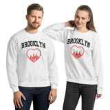 BROOKLYN RED HEART WHITE UNISEX SWEATSHIRT