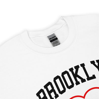 BROOKLYN RED HEART WHITE UNISEX SWEATSHIRT