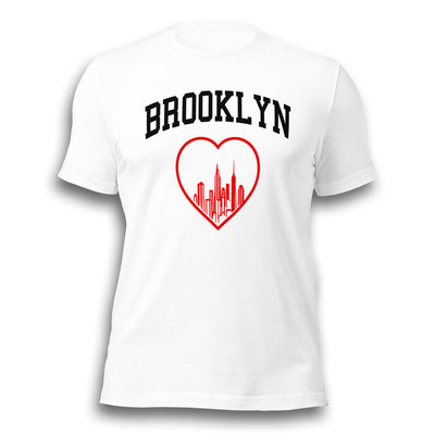 BROOKLYN RED HEART WHITE UNISEX T-SHIRT