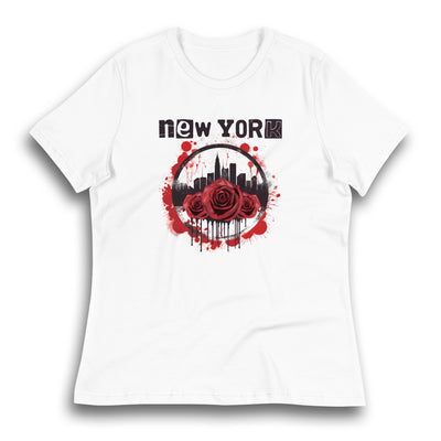 GRUNGE ROSE NEW YORK WOMEN'S T-SHIRT