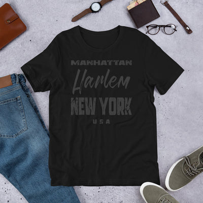 MANHATTAN HARLEM NY BLACK UNISEX T-SHIRT