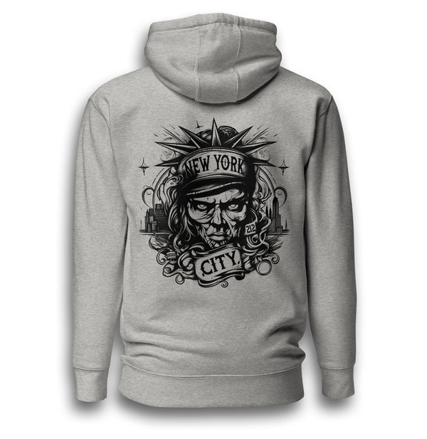 NEW YORK CITY 212 HEATHER GREY UNISEX HOODIE