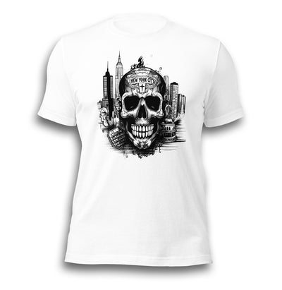 NEW YORK CITY SKULL TATTOO UNISEX T-SHIRT