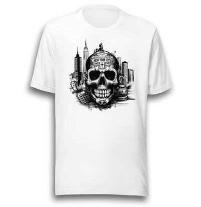 NEW YORK CITY SKULL TATTOO UNISEX T-SHIRT