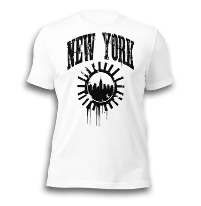 NEW YORK DISTRESSED WHITE UNISEX T-SHIRT