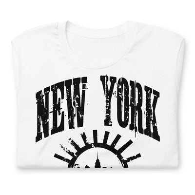 NEW YORK DISTRESSED WHITE UNISEX T-SHIRT