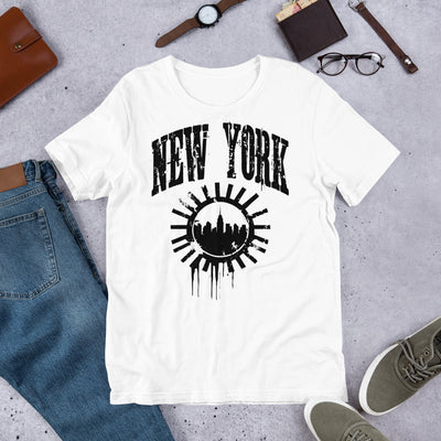 NEW YORK DISTRESSED WHITE UNISEX T-SHIRT