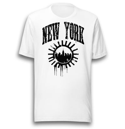 NEW YORK DISTRESSED WHITE UNISEX T-SHIRT