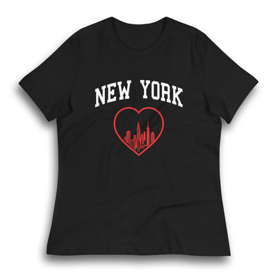 NEW YORK RED HEART BLACK WOMEN'S T-SHIRT