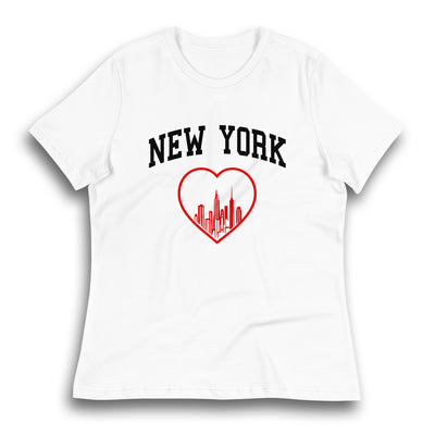 NEW YORK RED HEART WHITE WOMEN'S T-SHIRT