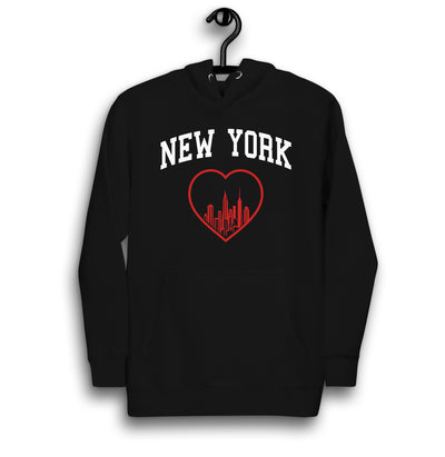 NEW YORK RED HEART BLACK UNISEX HOODIE