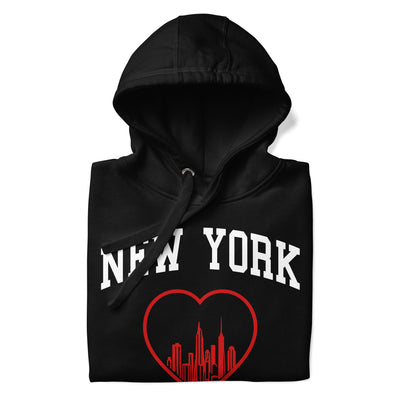 NEW YORK RED HEART BLACK UNISEX HOODIE