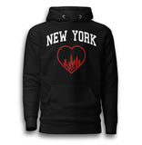 NEW YORK RED HEART BLACK UNISEX HOODIE