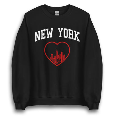 NEW YORK RED HEART BLACK UNISEX SWEATSHIRT