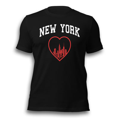 NEW YORK RED HEART BLACK UNISEX T-SHIRT