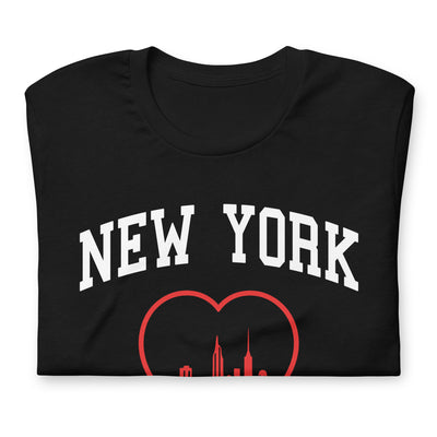 NEW YORK RED HEART BLACK UNISEX T-SHIRT