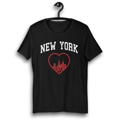 NEW YORK RED HEART BLACK UNISEX T-SHIRT