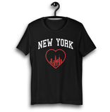 NEW YORK RED HEART BLACK UNISEX T-SHIRT