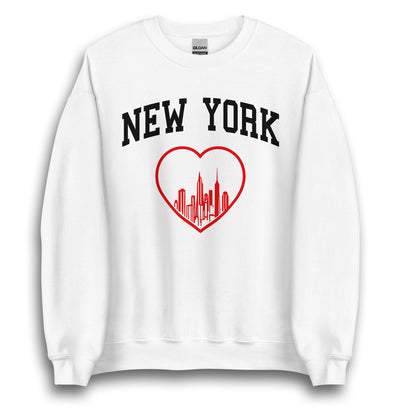 NEW YORK RED HEART WHITE UNISEX SWEATSHIRT