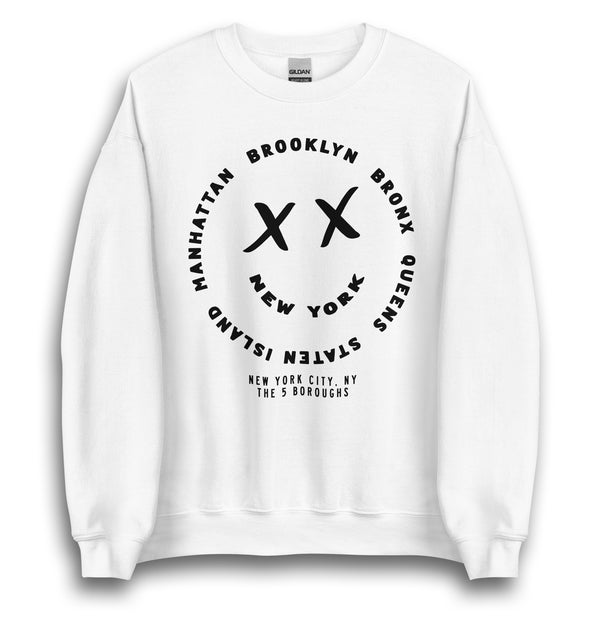 NEW YORK SMILE WHITE UNISEX SWEATSHIRT