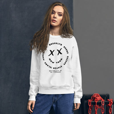 NEW YORK SMILE WHITE UNISEX SWEATSHIRT