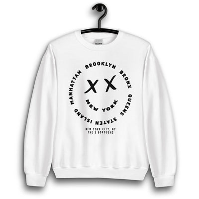 NEW YORK SMILE WHITE UNISEX SWEATSHIRT